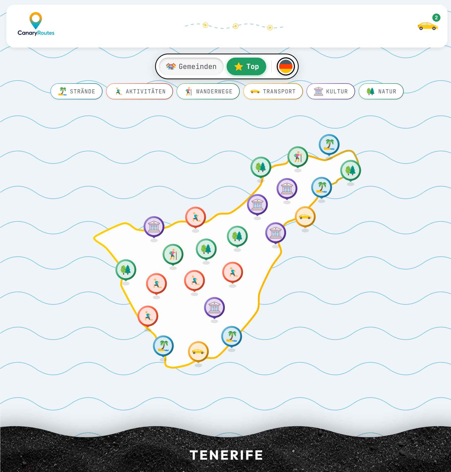 CanaryRoutes map