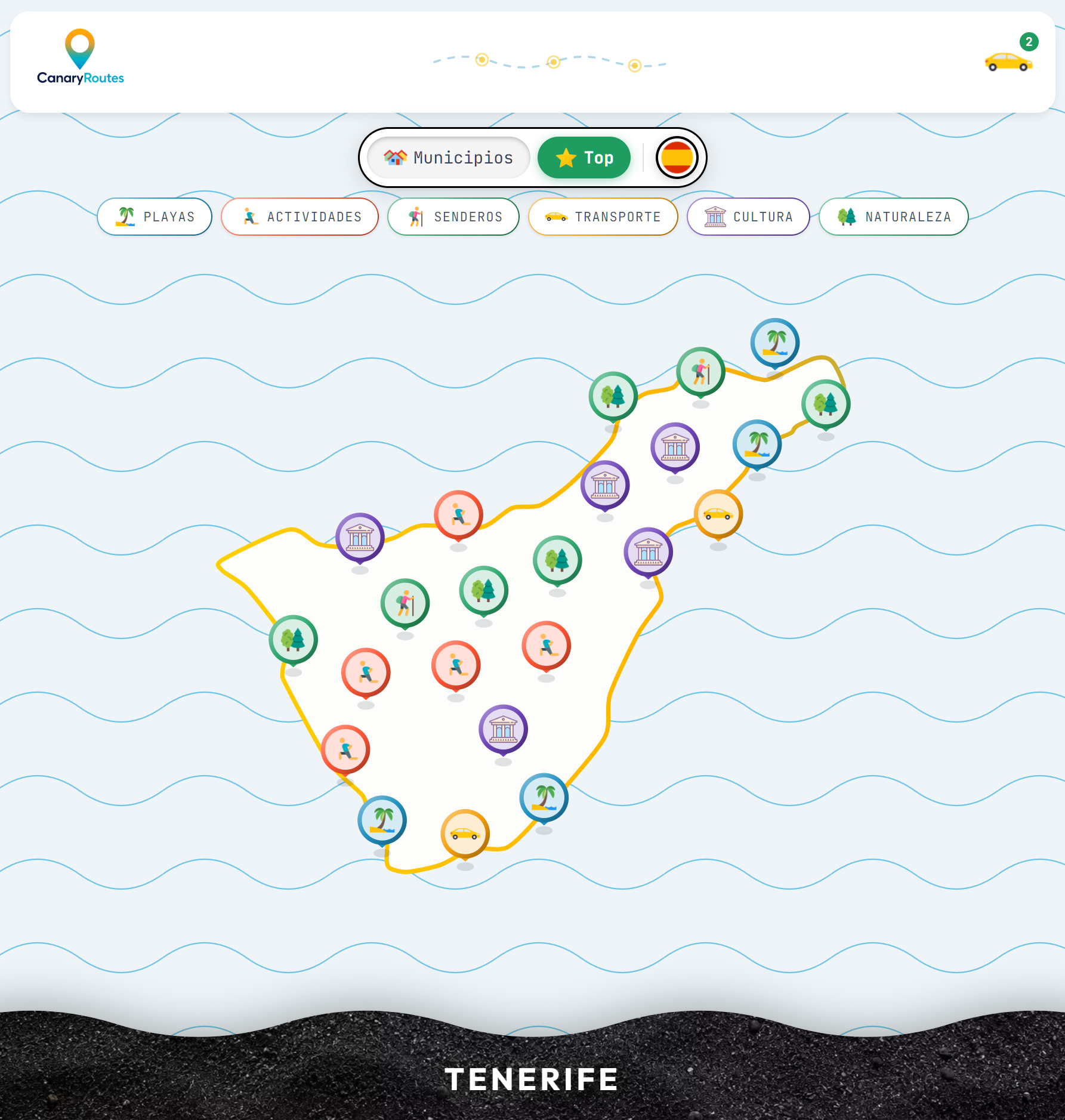 CanaryRoutes map