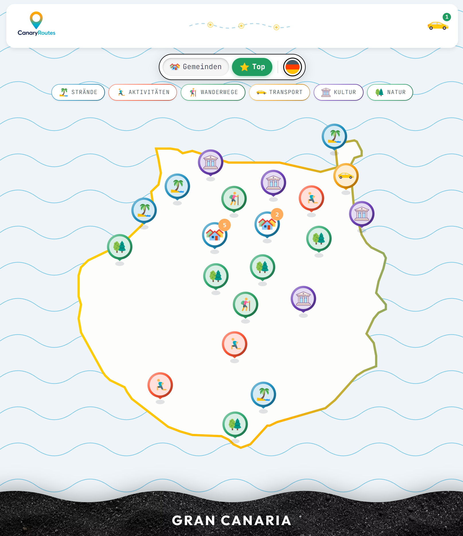 CanaryRoutes map