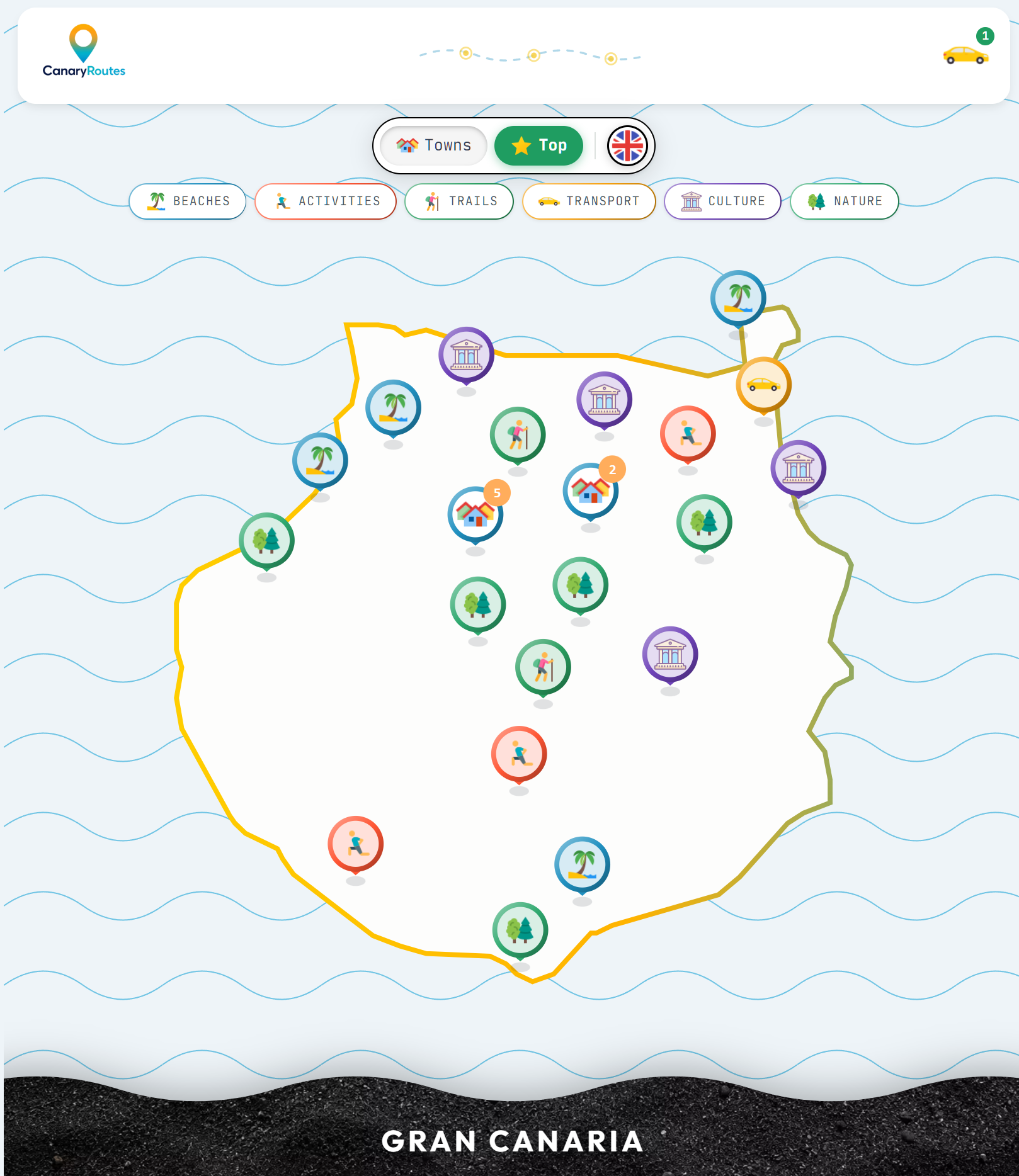 CanaryRoutes map