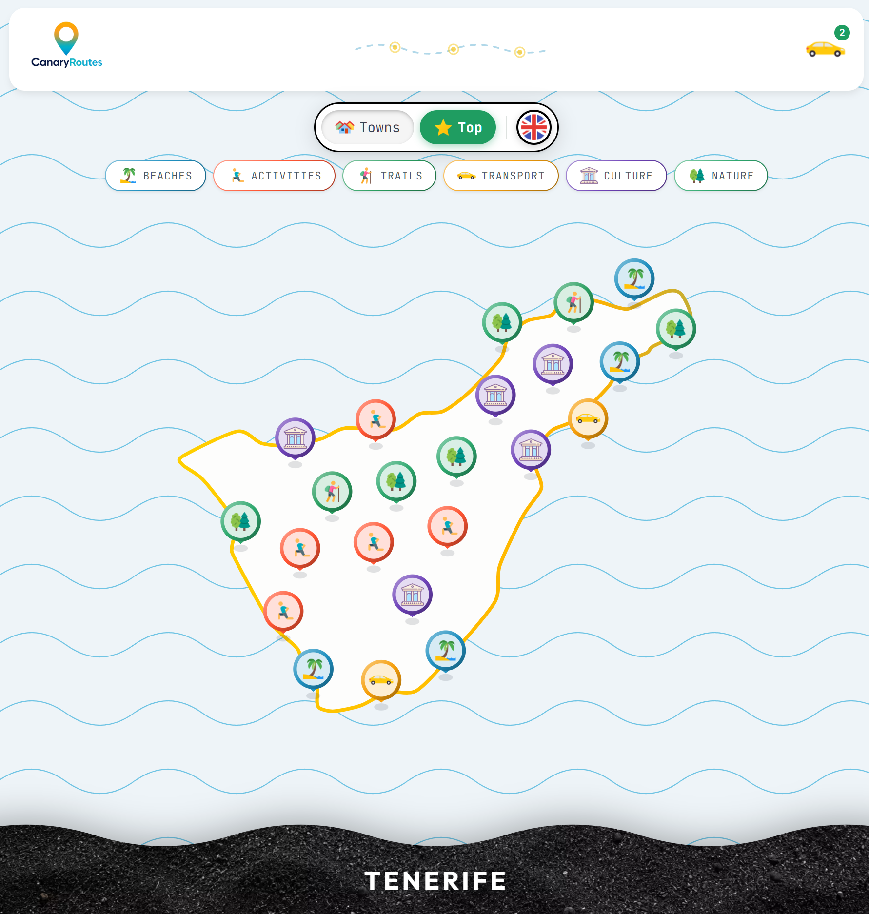 CanaryRoutes map